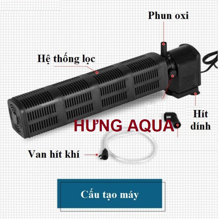 Máy lọc ống - lọc nước bể cá - lọc đứng 3 trong 1 (lọc, sủi, tạo luồng) Jeneca IPF-060 / IPF-080 (chính hãng)