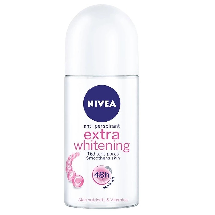 Lăn khử mùi trắng da NIVEA Extra Whitening 48h anti-perspirant Roll-on 50ml (Thái Lan)