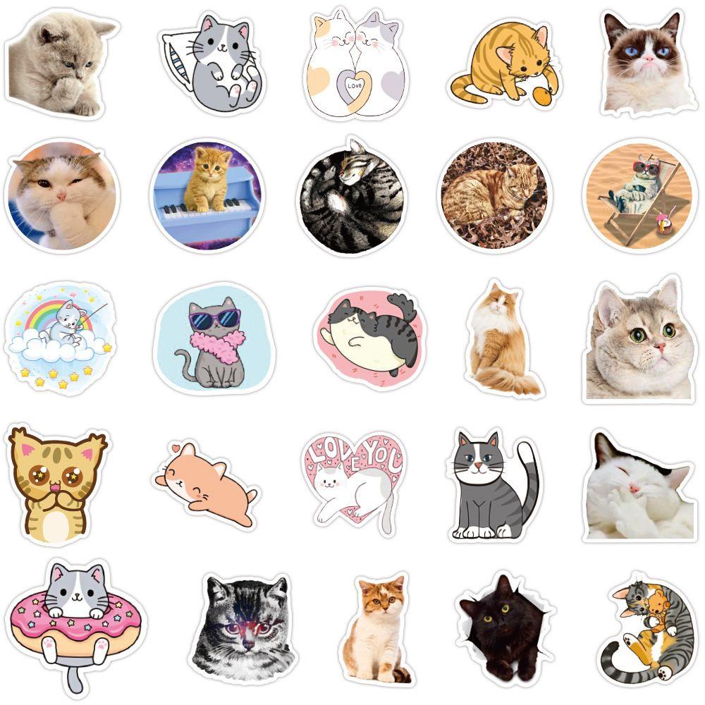 Bộ 50 Miếng Dán Trang Trí Hình Mèo Graffiti Dễ Thương
