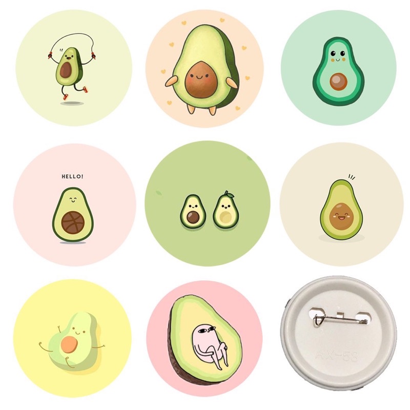 Huy hiệu hình quả bơ 3-6 cái cute đáng yêu / huy hiệu HƠ dễ thương