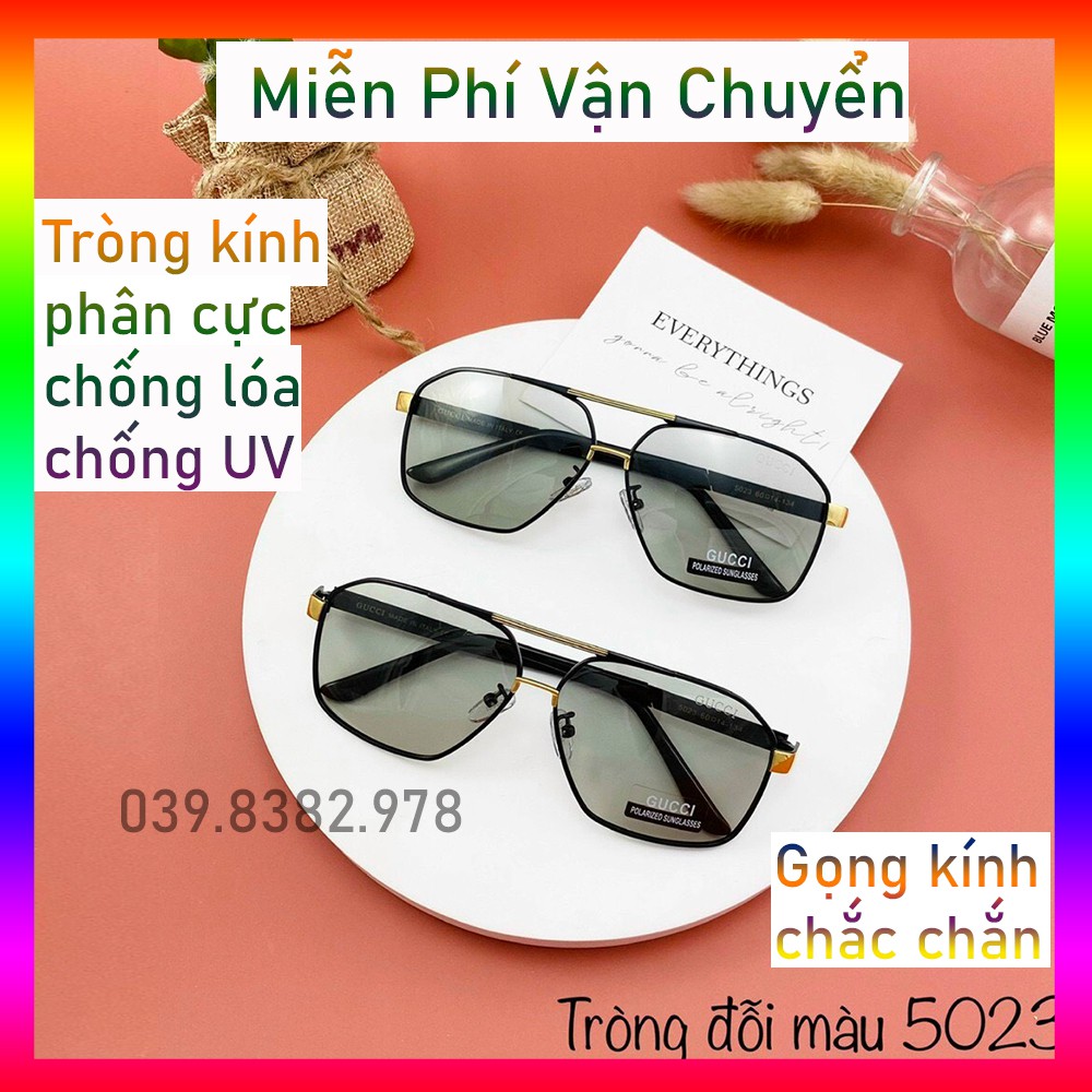Kính mắt nam thời trang 💖FREESHIP💖đi nắng cao cấp đổi màu tròng kính phân cực loại vuông chống tia UV chống chói cả ngày