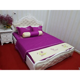 [XẢ KHO] ĐỦ 5 món ga gối satin poly cotton màu tím (inbox chọn hàng)