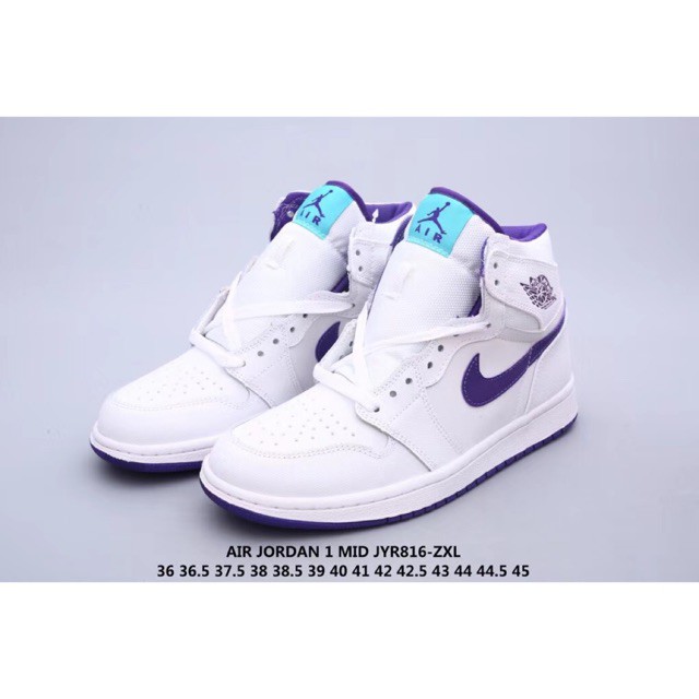 2021 ẢNH THẬT | Giày Thể Thao AIR_JORDAN 1 trắng phối tím size 36-45