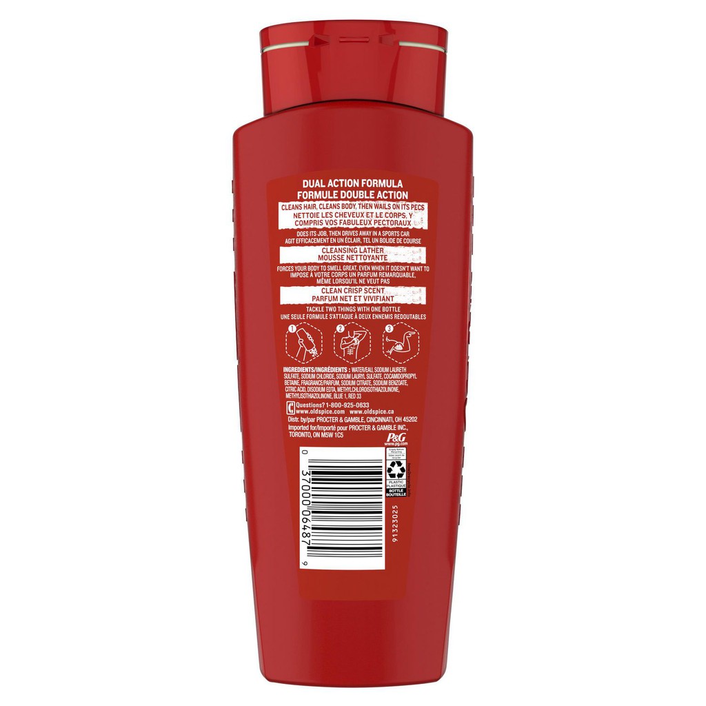 [Phổ Thông] Sữa Tắm Gội Old Spice Hair + Body Wash High Endurance Crisp Scent 2 In 1 - 532ML