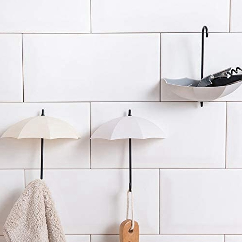 Set 3 Giá Đỡ Treo Chìa Khóa Gắn Tường Không Dính Hình Cây Dù Trang Trí Nhà Bếp / Phòng Tắm