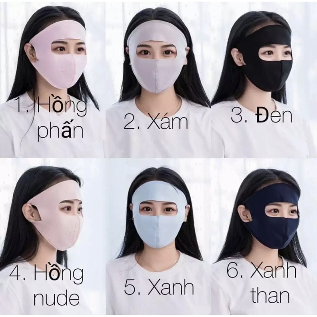 Khẩu trang Ninja chống nắng, vải thun cotton, che kín mặt, trán, thoáng mát, nhiều màu lựa chọn | BigBuy360 - bigbuy360.vn