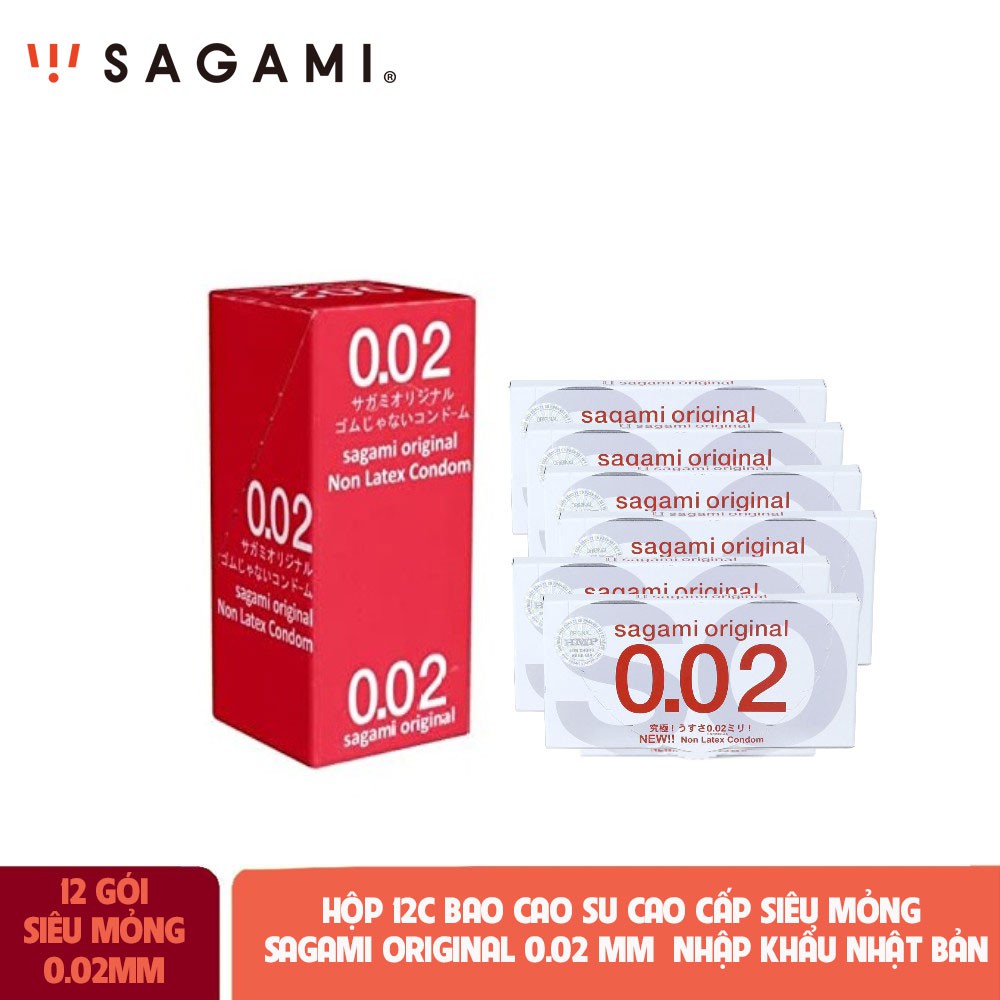 Hộp 12c Bao Cao Su Cao Cấp Siêu Mỏng SAGAMI ORIGINAL 0.02 - Nhập khẩu Nhật Bản