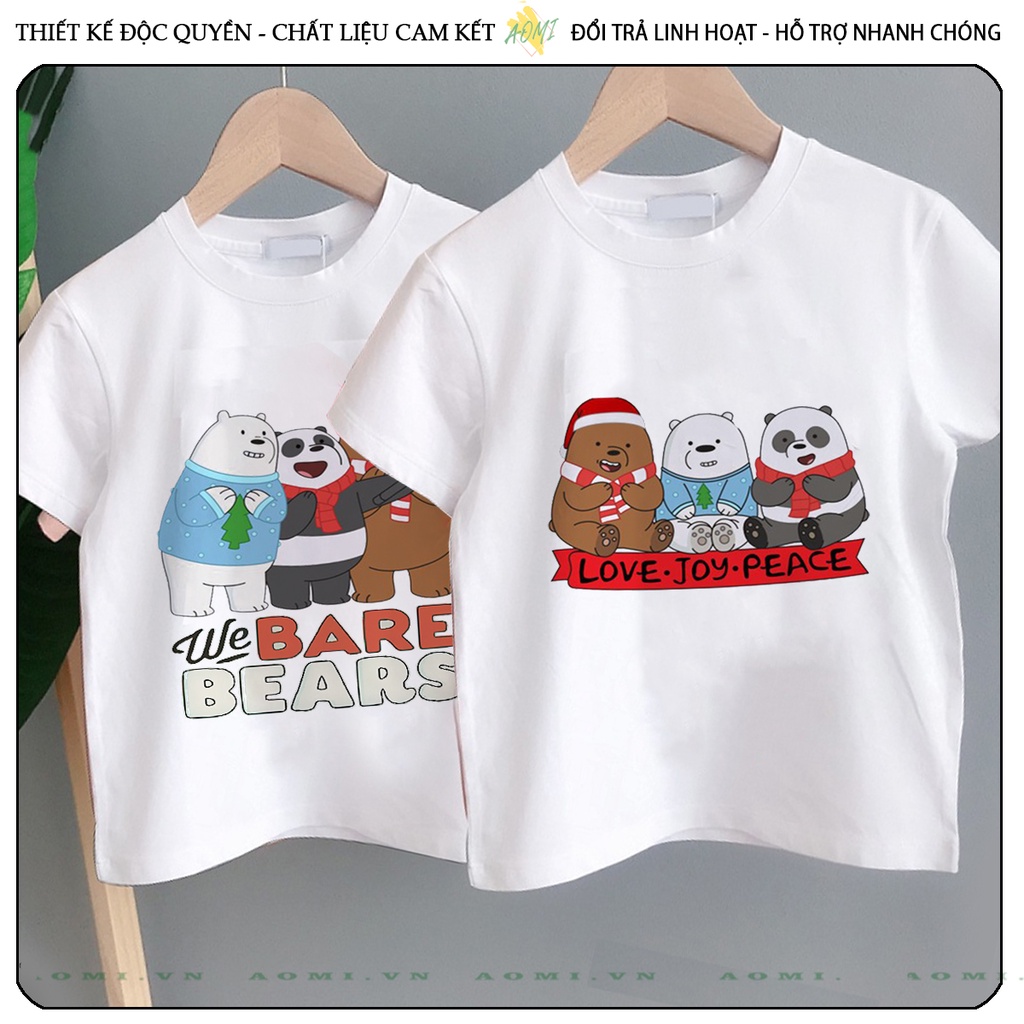 ÁO THUN Kawaii 3 chú gấu we are bear UNISEX PHÔNG TRẮNG TAY NGẮN NAM NỮ GIA ĐÌNH CẶP ĐÔI SIZE TRẺ EM BÉ TRAI GÁI AOMIVN