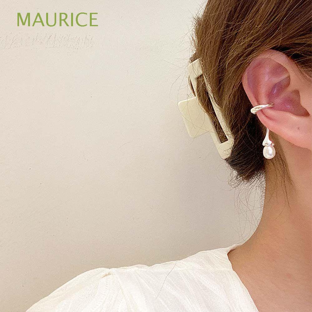 Khuyên Vành Tai Dạng Móc Đính Ngọc Trai Giả Hình Chữ C Nhiều Màu Sắc Phong Cách Hàn Quốc Sang Trọng Dành Cho Nữ