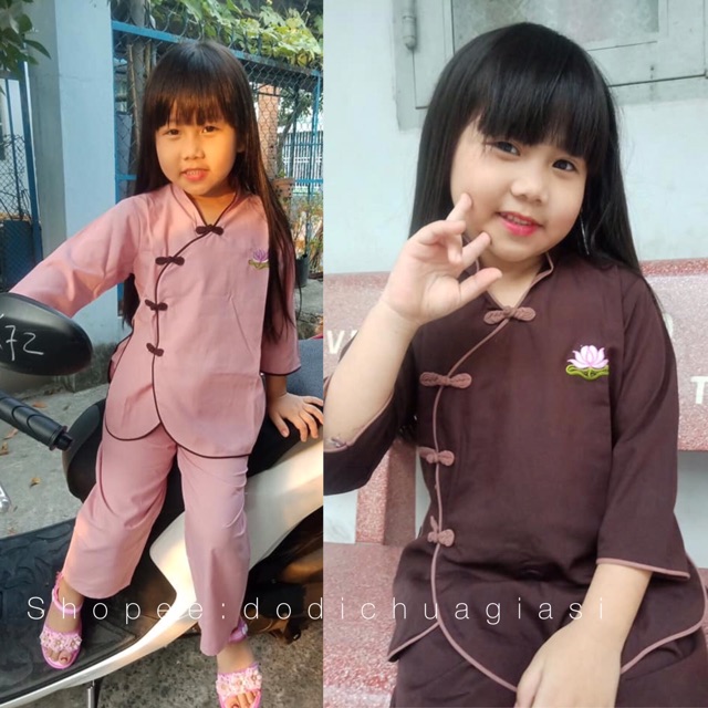 Đồ Lam Đi Chùa Cho Bé Iu # Tàu Xéo # Đồ Bộ Bé Gái # Quần Áo Bé