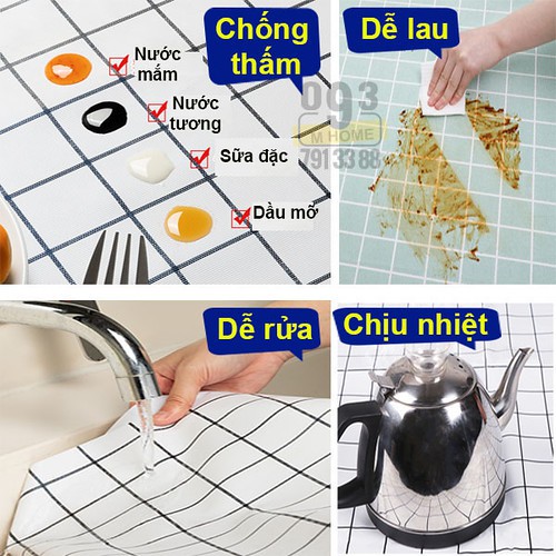 Khăn Trải Bàn Caro, Khăn Lót Chén Dĩa Chịu Nhiệt 180x138 cm