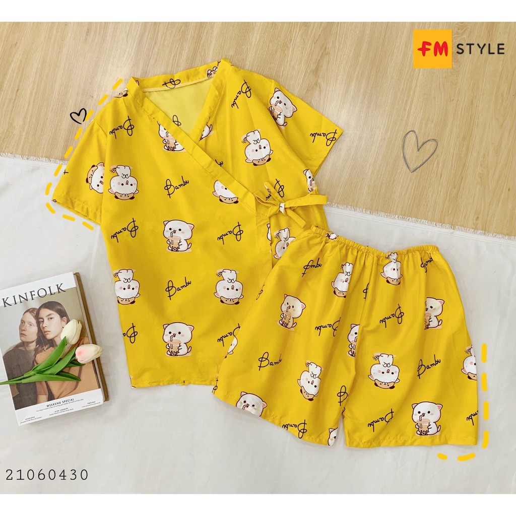 Set bộ kimono FM Style đồ bộ mặc nhà họa tiết hoạt hình dễ thương 21060430 | BigBuy360 - bigbuy360.vn