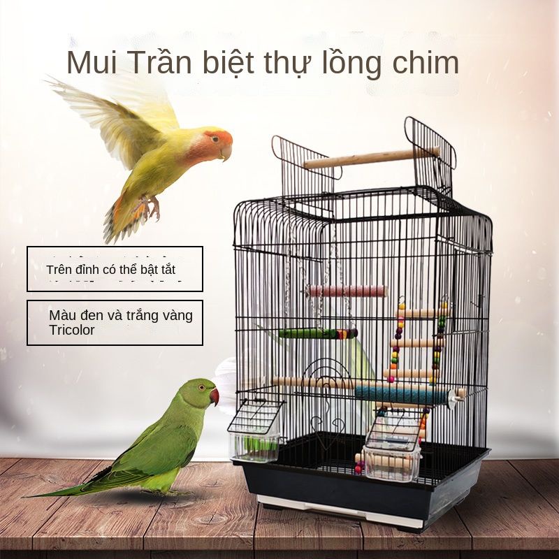 Lồng chim vẹt sang trọng Văn Điểu, da hổ, lồng sinh sản lớn cộng với biệt thự tương tác cao