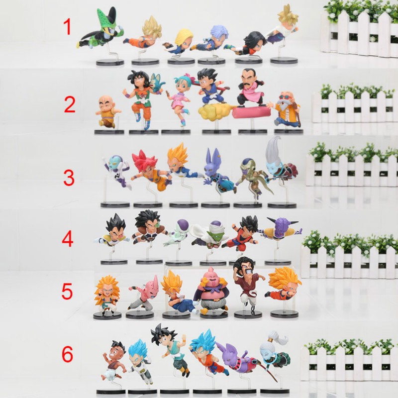 Set 6 mô hình nhân vật phim hoạt hình Dragon Ball bằng PVC