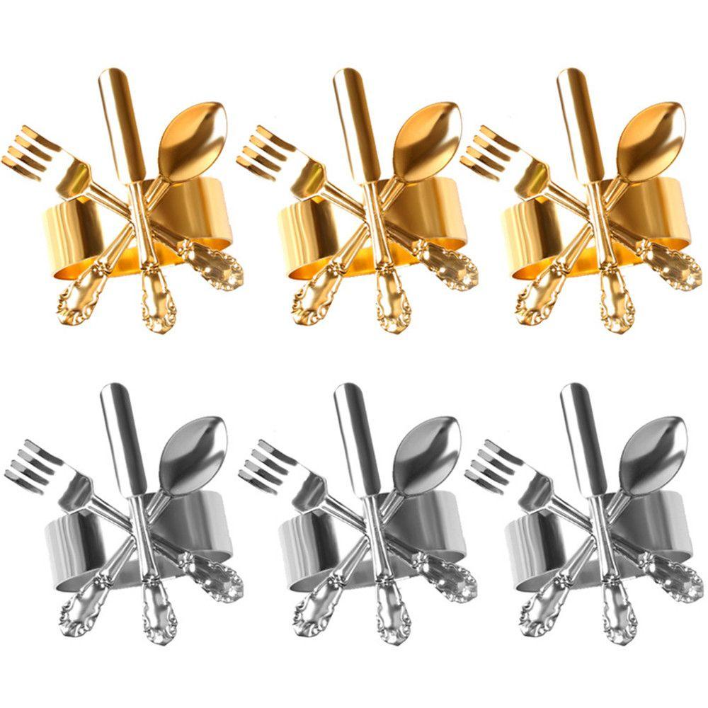 1 / 6 Khóa Cài Khăn Ăn Bằng Thép Không Gỉ Tiện Dụng Cho Nhà Bếp