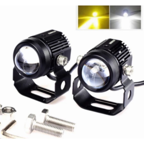 Đèn Trợ Sáng Mini Bi cầu 2 màu M1 Cos vàng - Pha trắng Chuẩn Loại 1 BH 1 năm