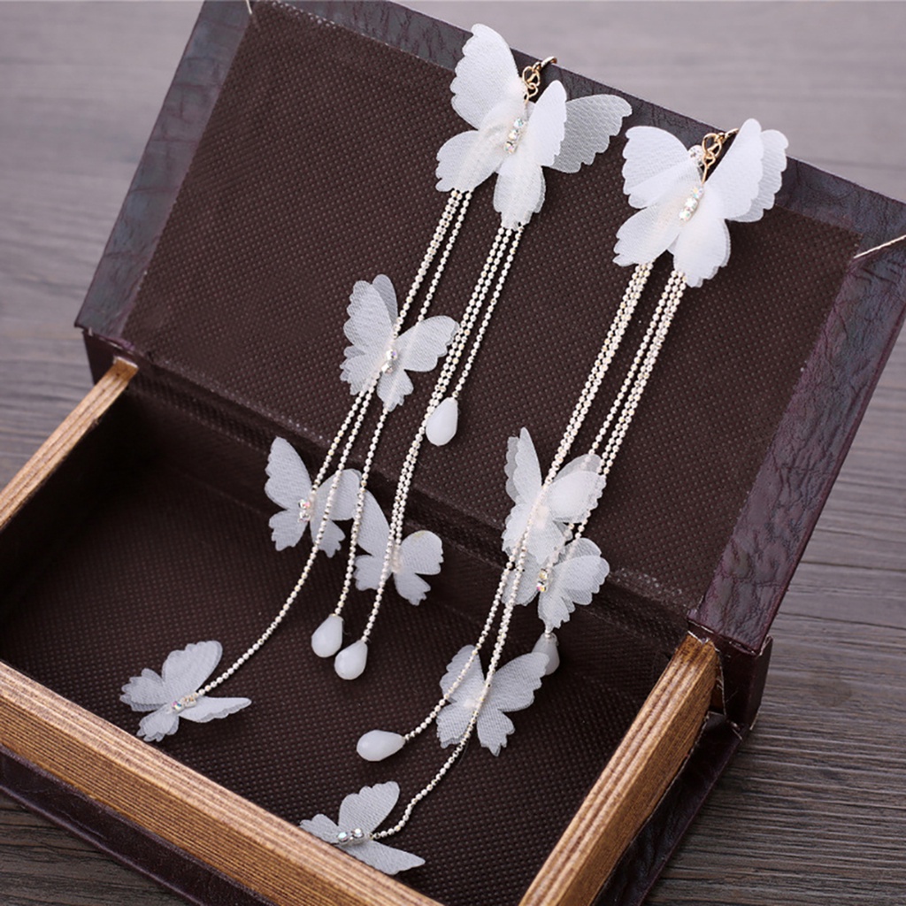 BUTTERFLY Hoa Tai Dáng Dài Mặt Hình Bướm Cho Nữ