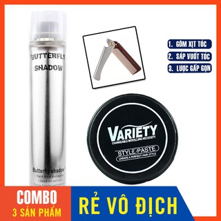 Sáp vuốt tóc variety & gôm xịt tóc butterfly - tặng lược gấp gọn
