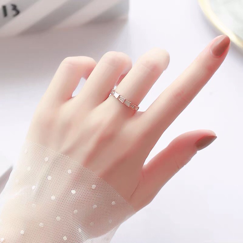 Nhẫn cặp đôi CDE Stone Inlaid Rose Gold Ring CDE8047 &amp; CDE8021