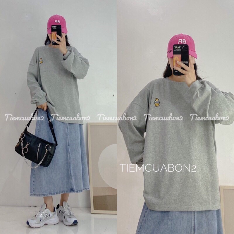 [GIÁ HUỶ DIỆT] Áo Thun Dài Tay Thêu Chất Coton Su Form Unisex Nam Nữ Ulzzang Nhiều Màu