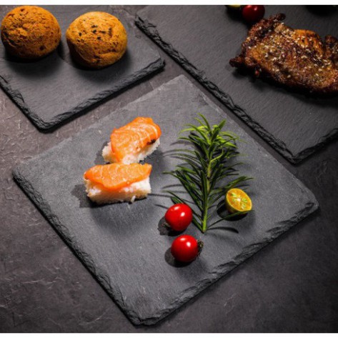 Đĩa đá đen trang trí chụp ảnh food, bánh, sản phẩm vintage. khay đá decor bàn tiệc, bàn ăn