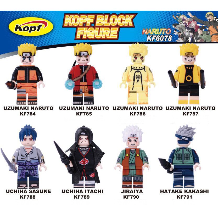 Minifigures Nhân vật Uzumaki Naruto Uchiha Sasuke Uchiha Itachi Jiraiya Hatake Kakashi KF6078