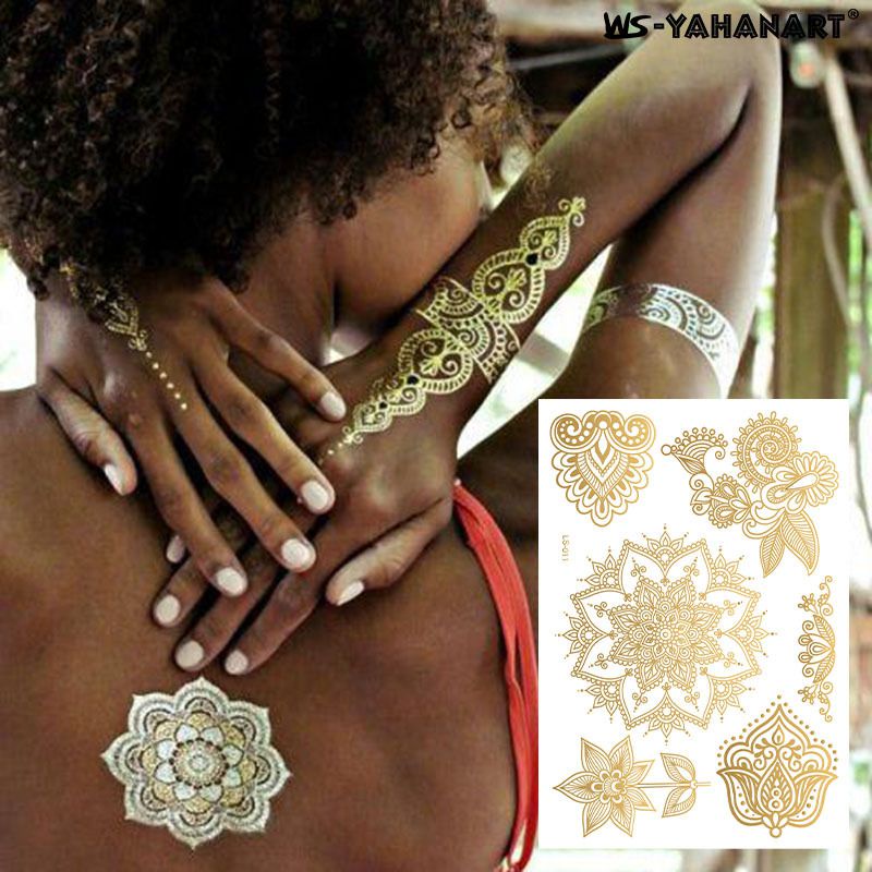 [CÓ SẴN] HÌNH XĂM HENNA ÁNH KIM NHŨ VÀNG PHONG CÁCH BOHEMIAN THỜI TRANG ĐI BIỂN MÙA HÈ CÁ TÍNH222HX008