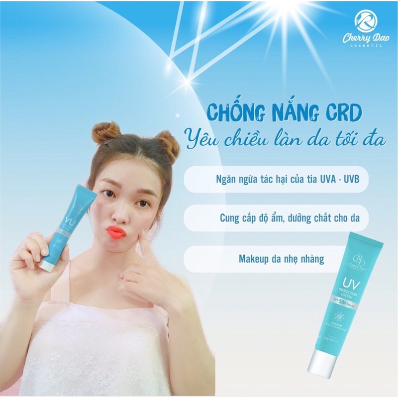 Kem chống nắng hỗn hợp new , chống lão hóa da , chống nắng Spf 50+++ Cherry Đào