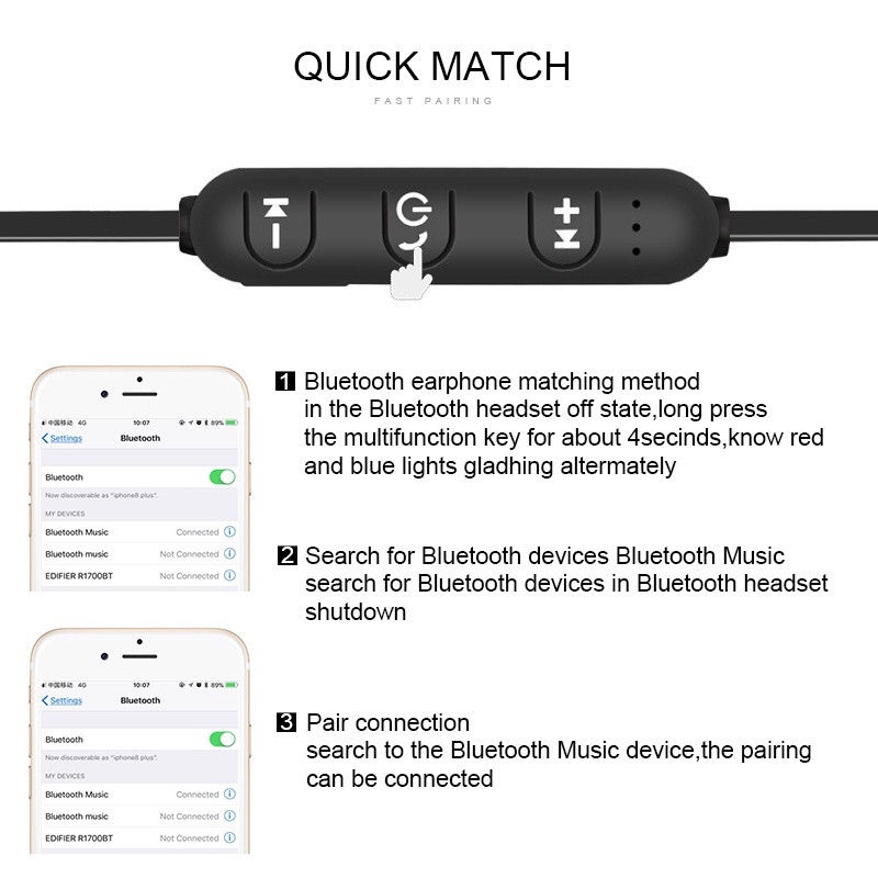 Tai Nghe Nhét Tai Bluetooth 4.2 Không Dây Âm Thanh Stereo Có Nam Châm &amp; Mic