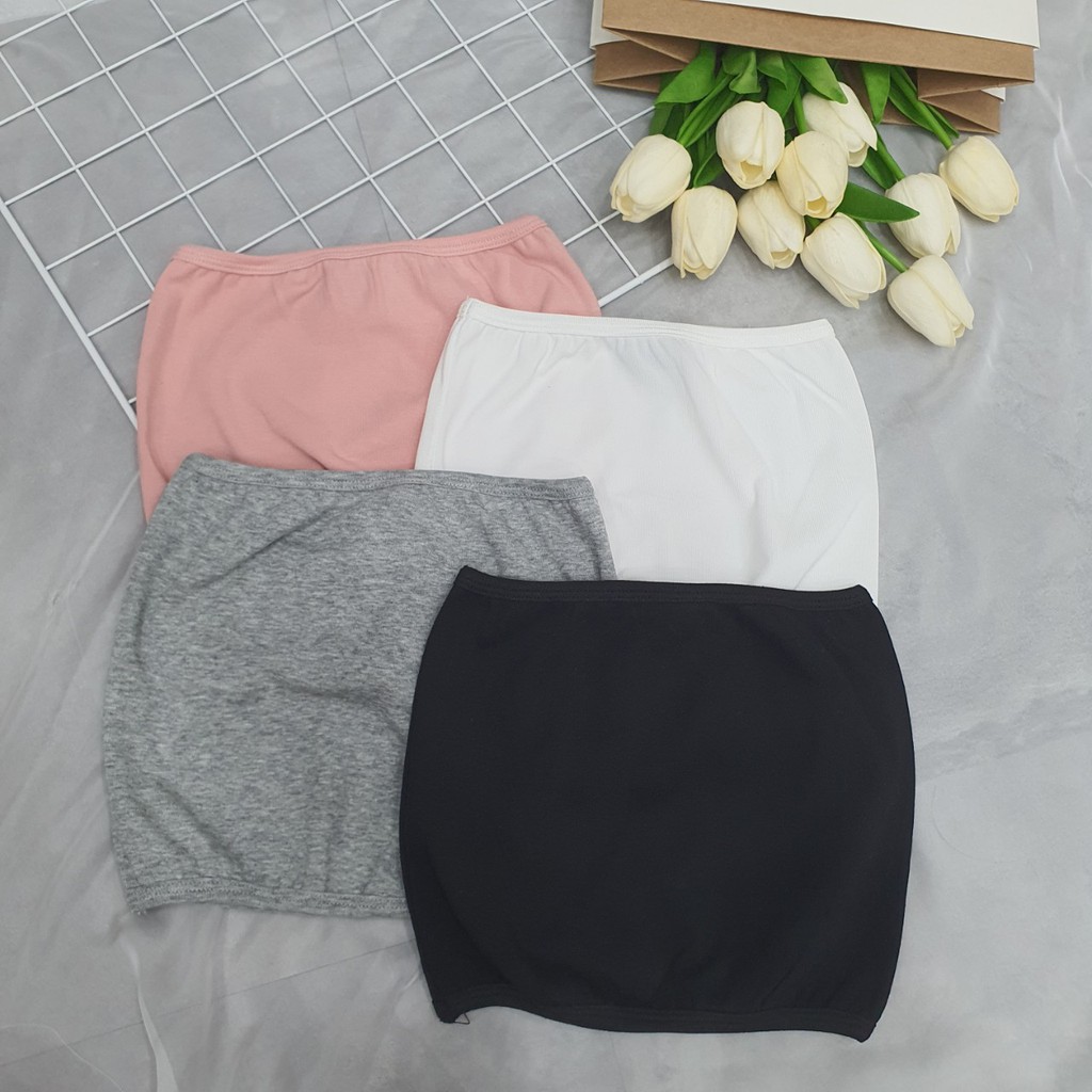 Áo quây ngực không đệm thun trơn 💖Xuu Design💖 Áo croptop nữ dáng ôm màu trơn không dây AD06