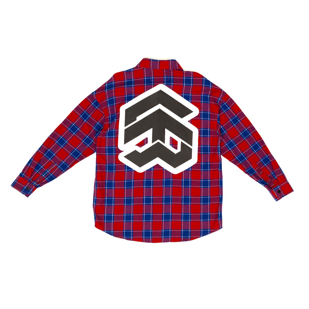 5THEWAY® /stroke/ BIG LOGO FLANNEL SHIRT™ in RED/WHITE aka Áo Sơ Mi Form Flannel Đỏ