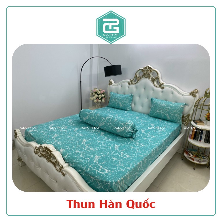 Bộ ga gối Thun Lạnh Hàn Quốc 4 Món họa tiết Vân Đá
