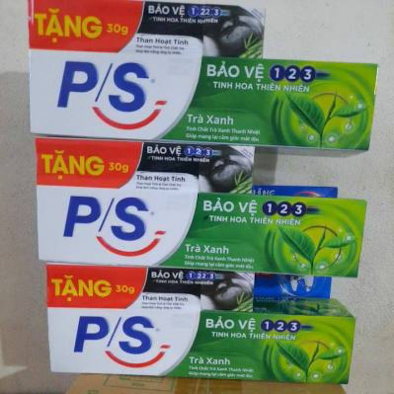 kem đánh răng P/S Bảo Vệ 123 trà xanh 190g tặng p/s 30g