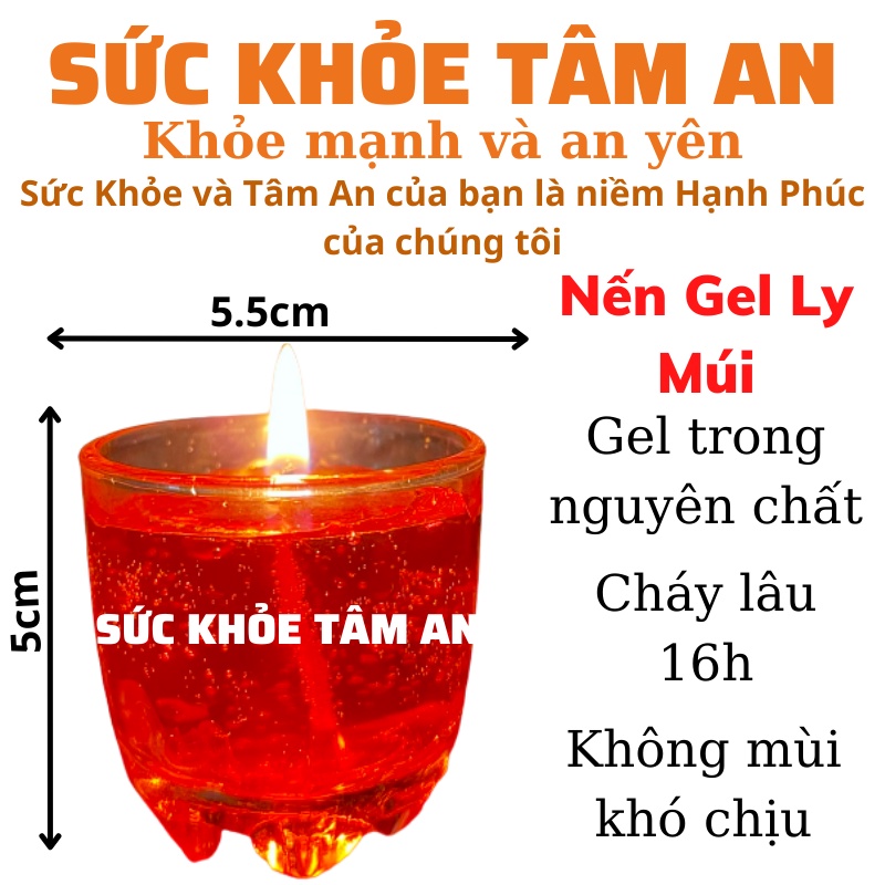 Nến Gel Ly Múi SỨC KHỎE TÂM AN màu Đỏ - Trong Suốt - Vàng; Gel trong nguyên chất không pha tạp, an toàn, không khói đen