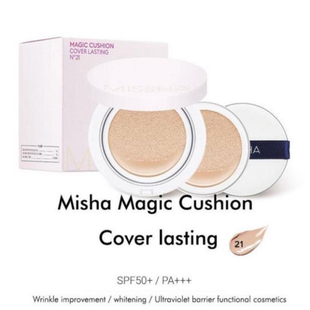 Phấn nước Missha M Magic Cushion SPF 50+ PA+++ Hàn Quốc vỏ hồng [Cam Kết Hàng Chính Hãng]