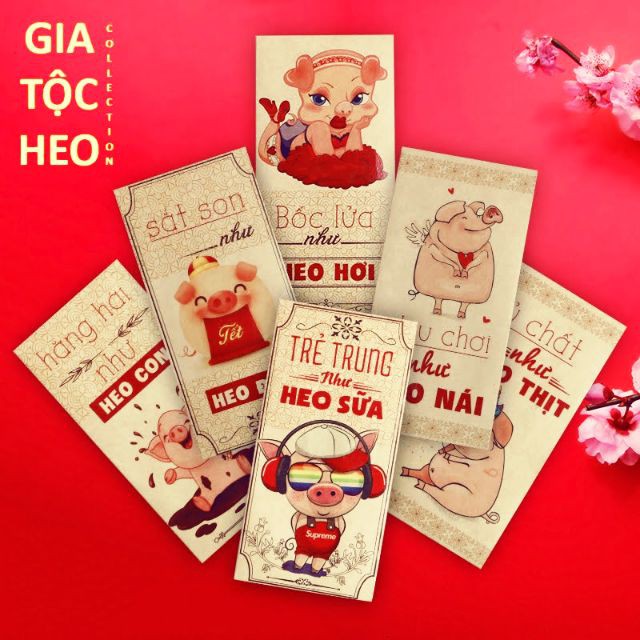 Bao lì xì hình heo 10 bao /1 xấp