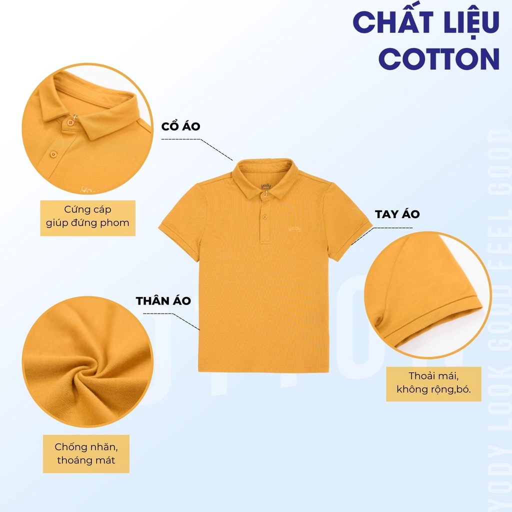 Áo polo YODY nam vải cotton thoáng mát, mềm mịn thấm hút mồ hôi APM5363