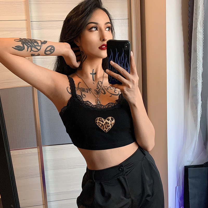 Áo croptop họa tiết da báo phối ren gợi cảm quyến rũ dành cho nữ | BigBuy360 - bigbuy360.vn