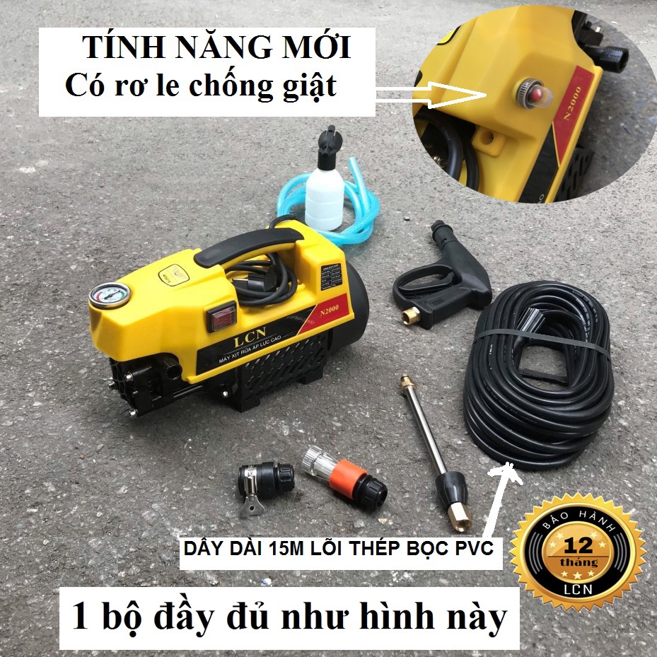 Máy Bơm Rửa Xe LCN BH12T.100 % Dây Đồng Chính Hãng. Máy Rửa Xe Áp Lực Cao Hàng Loại 1 [Chuyên sỉ] SG