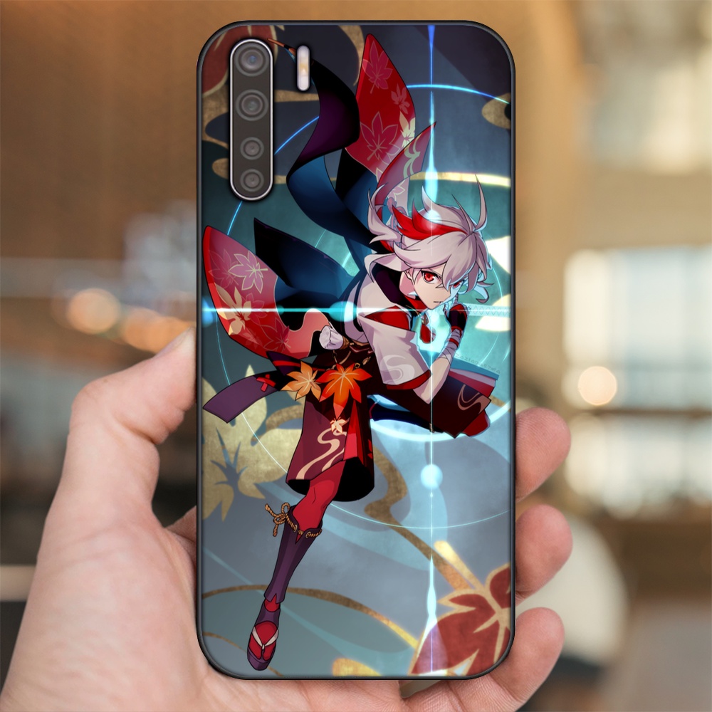 Ốp lưng Oppo A91, Reno 3 viền đen in hình Kazuha Genshin Impact