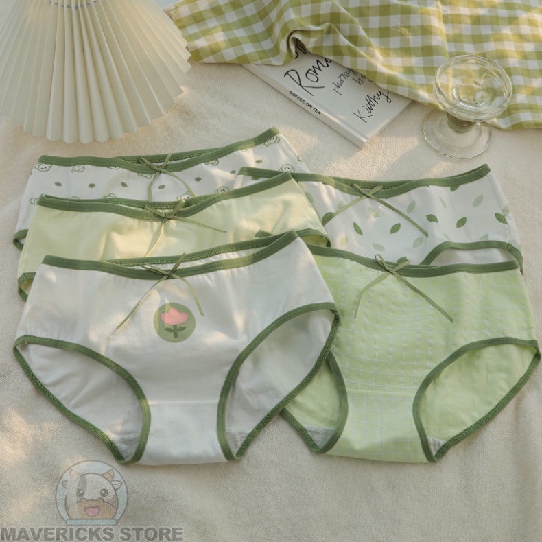 Set 5 quần Quần Lót cotton Lưng Vừa Thoáng Khí thoải mái và dễ chịu Cho Nữ Nội y xanh chất đẹp deal xịn sexy