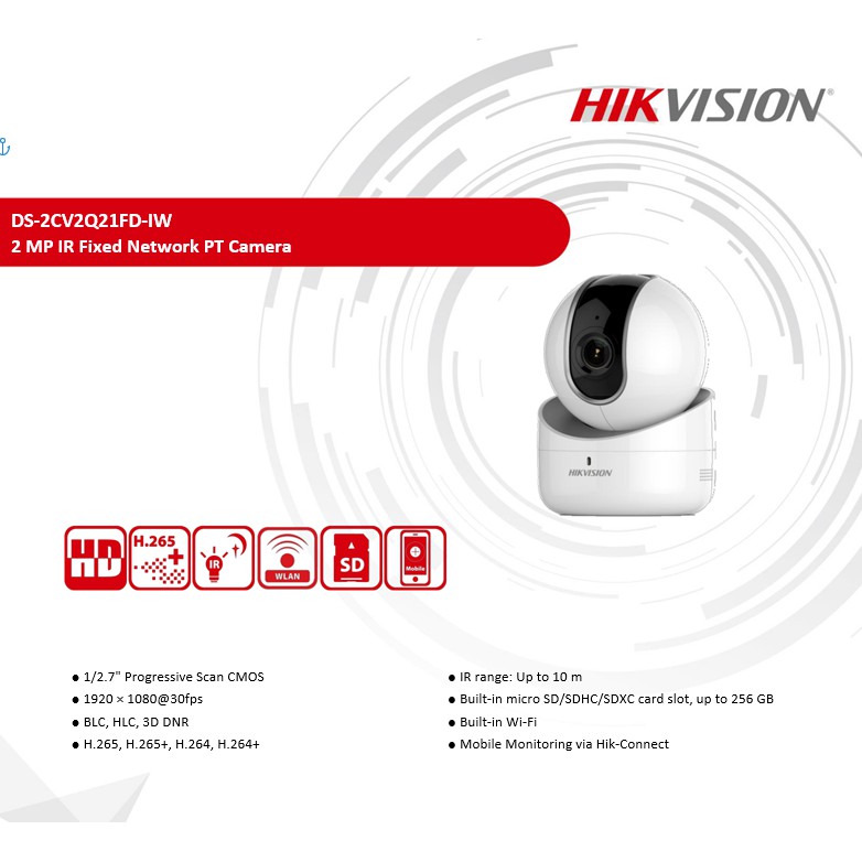 Camera IP Wifi Trong Nhà 2M HIKVISION Q21 ( Q1 ) 1080P:- Camera IP Hikvision DS-2CV2Q21FD-IW hình ản
