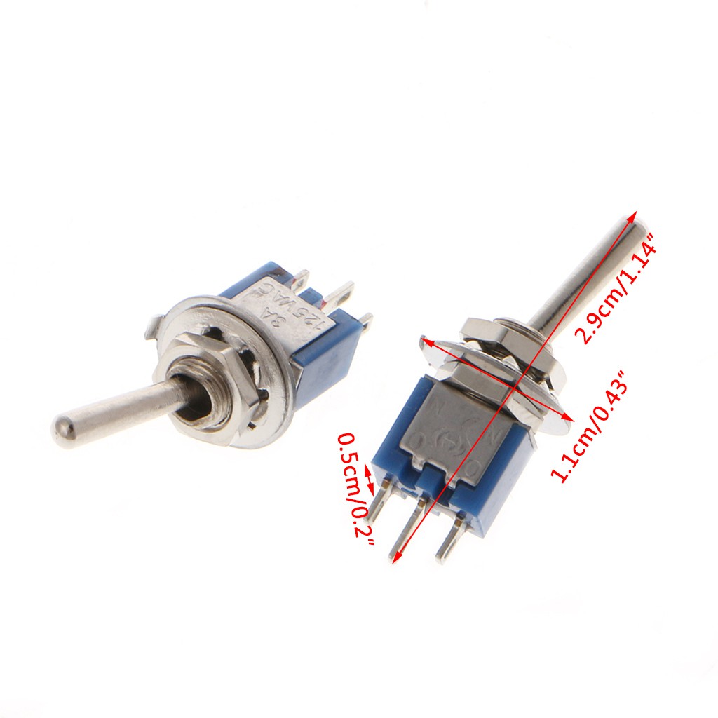10 công tắc cầu dao mini AC 250V / 1.5A 125V / 3A SPDT 3-Pin On / On 2 vị trí