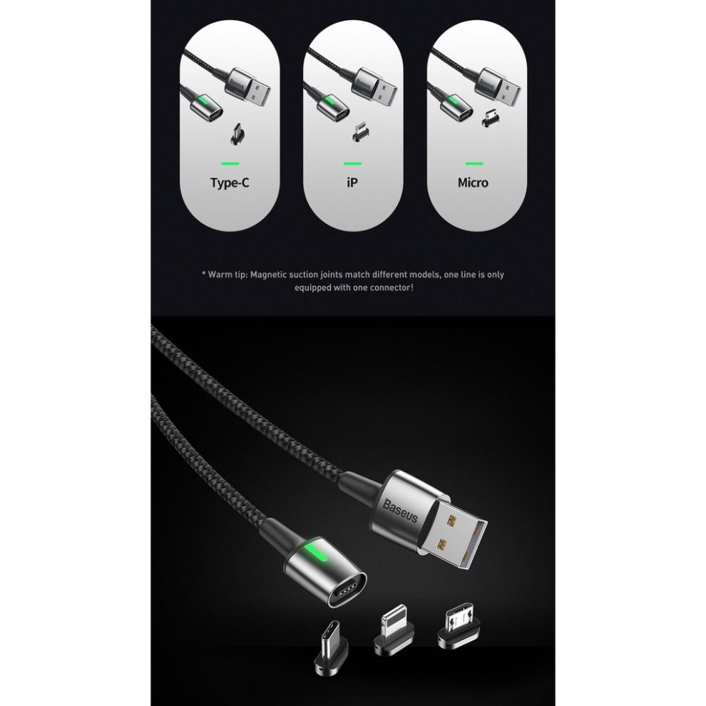 [freship] cáp sạc hít nam châm Baseus Zinc Magnetic USB Cable for Type-C/Micro/iPhone - Phụ Kiện Chi Hà