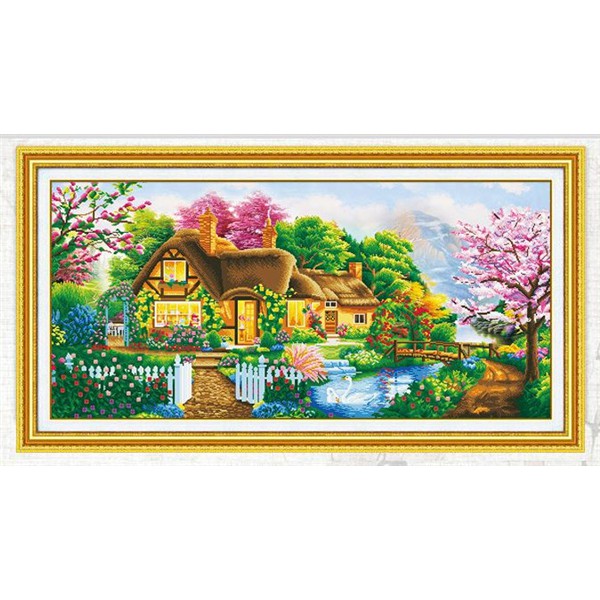 Tranh 5d gắn đá toàn bộ - ngôi nhà hạnh phúc