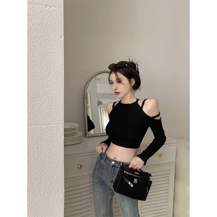 Áo thun COZOKC tay dài hở vai thời trang dành cho nữ