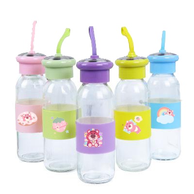 Bình nước gấu dâu tây lotso thỏ stella cáo lina BNPI19 công chúa hoạt hình da pu chai nước 420ml DF friends