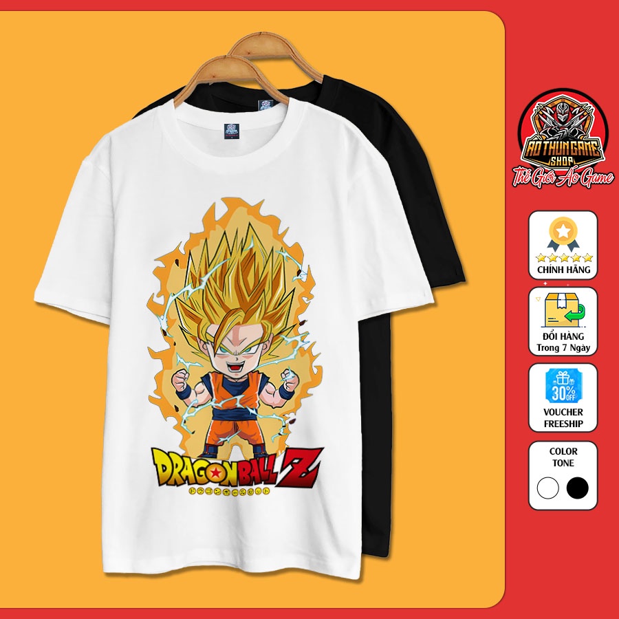 Áo Anime Dragon Ball, Áo Thun Goku Bẩy Viên Ngọc Rồng T12 Phông Đen Trắng Unisex Nam Nữ Cotton Goku T12 / TheGioiAoGame
