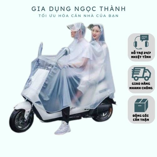 Áo mưa trong 1 ĐÂU 2 đầu cho người lớn- Áo kèm chụp gương và kính cao cấp, kiểu dáng gọn gàng-Tiện lợi, đa năng