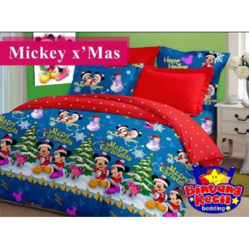 Tấm Vải Lanh Bọc Giường Ngủ In Hình Chuột Mickey Xinh Xắn